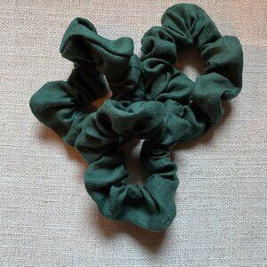 Pine Green Linen Scrunchies